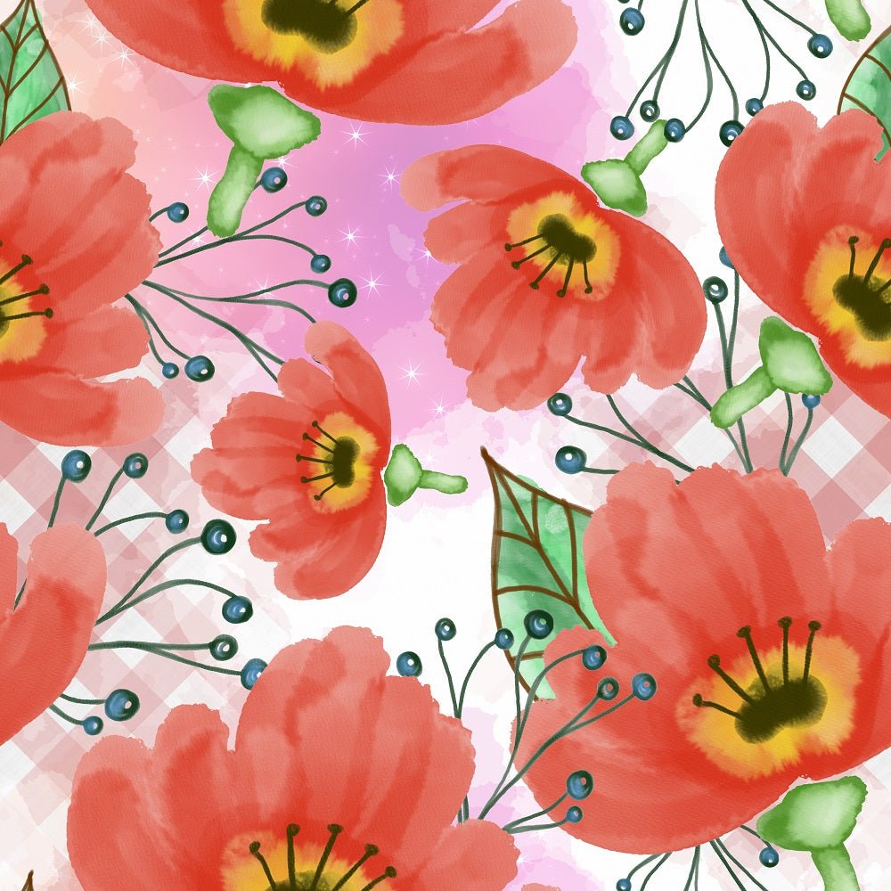 Watercolor Mixed Floral Collage #6 Fabric