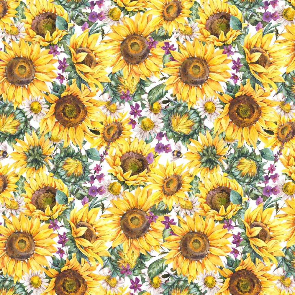 Watercolor Rustic Farmhouse Wildflowers Fabric - White