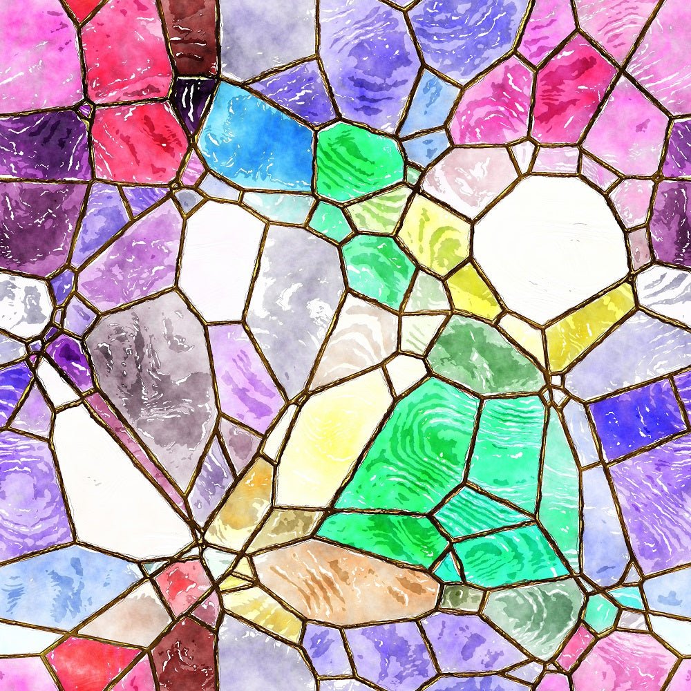 Watercolor Stained Glass #16 Fabric