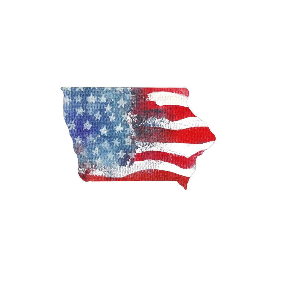 Watercolor Textured Flag Fabric Panel - Iowa