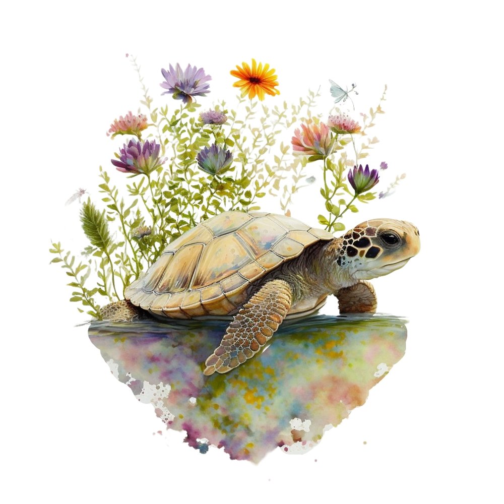 Watercolor Turtles #2 Fabric Panel