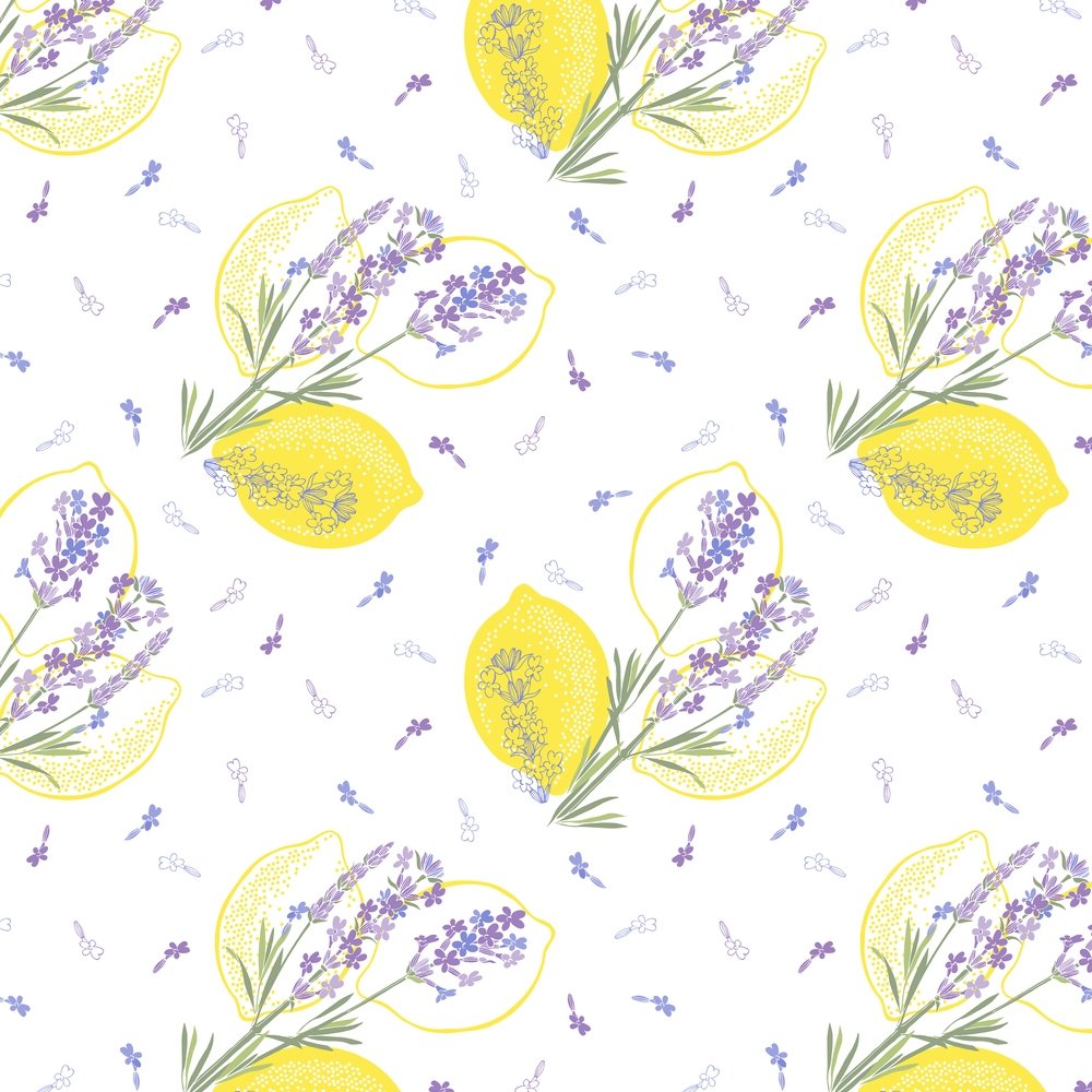 Tossed Lavender & Lemons Fabric