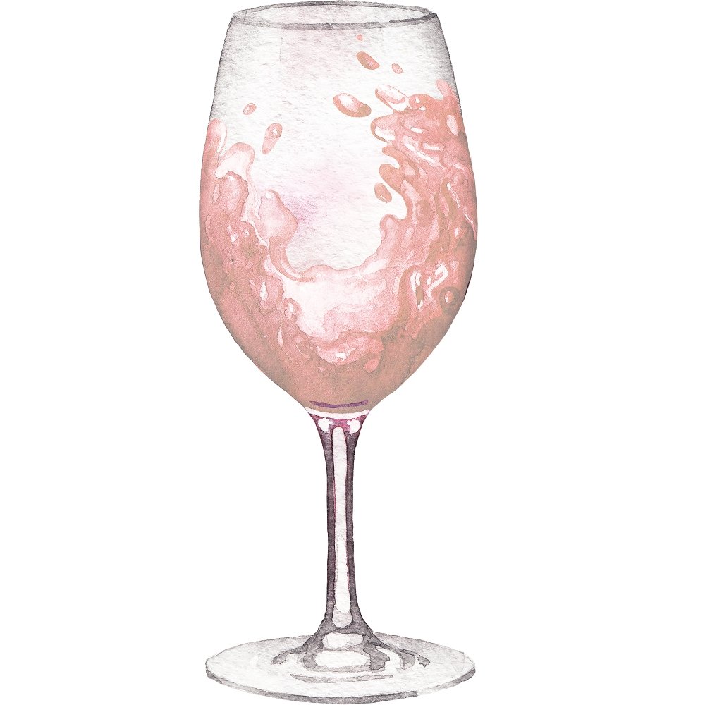 Tossed Pink Moscato Wine Glass Fabric Panel