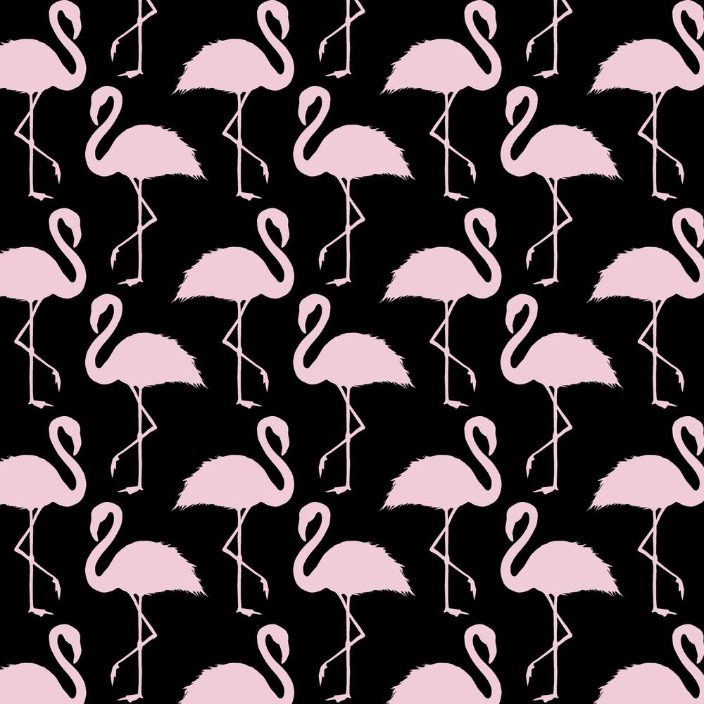 Trendy Flamingo Allover Fabric - Black