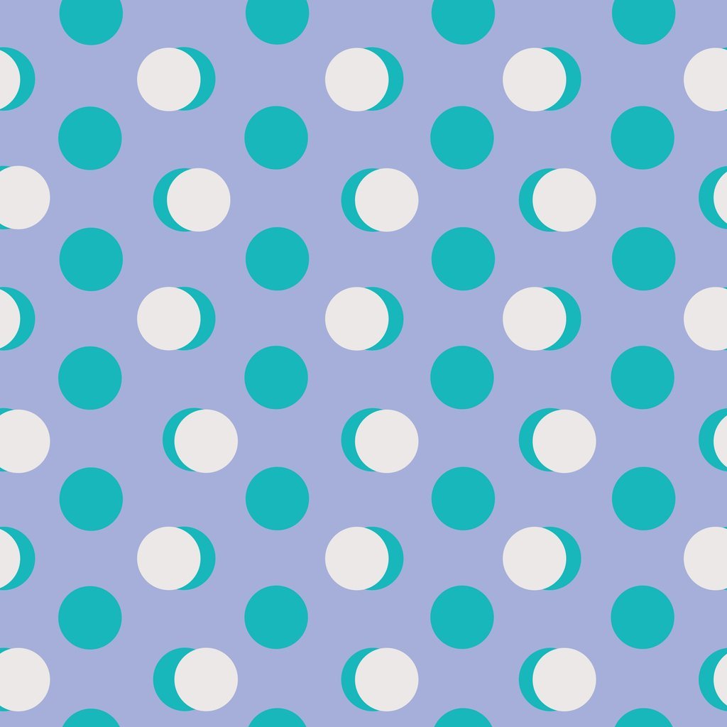 Tri-Color Retro Polka Dots Fabric - Green/White/Purple