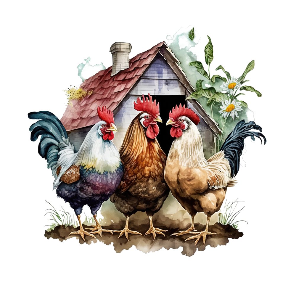 Trio Of Chickens Fabric Panel