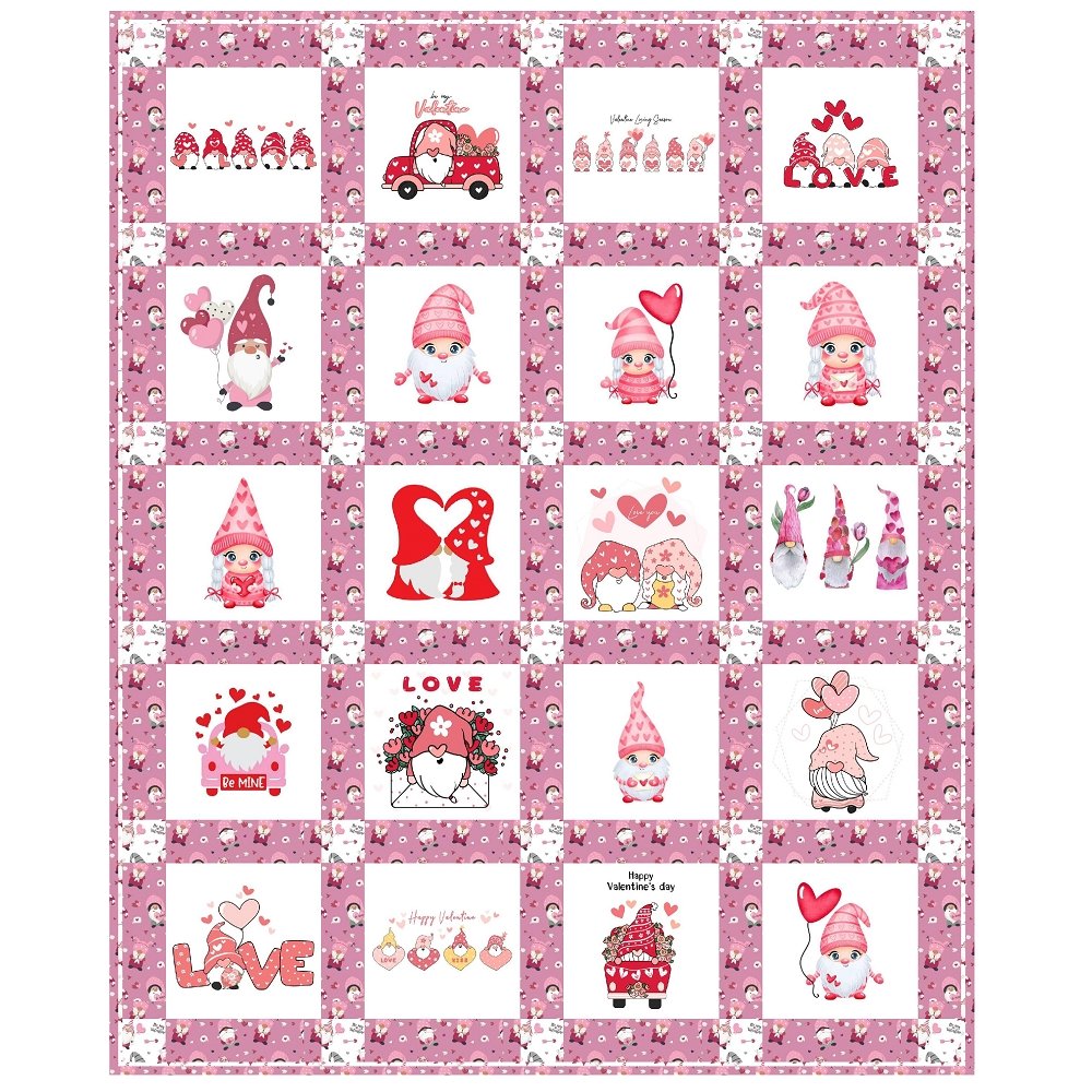 Valentine Gnome Quilt - 50 x 61 1/2"