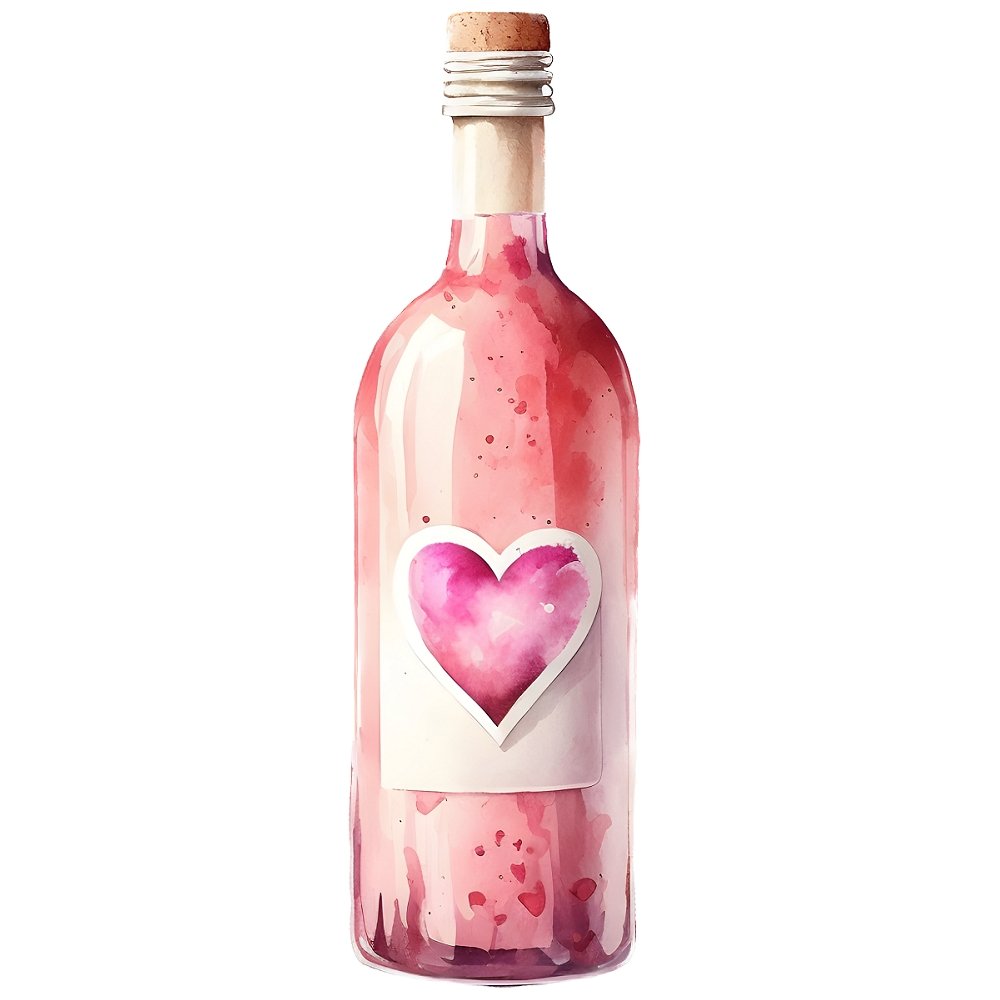 Valentine Pink Wine Bottle #5 Fabric Panel