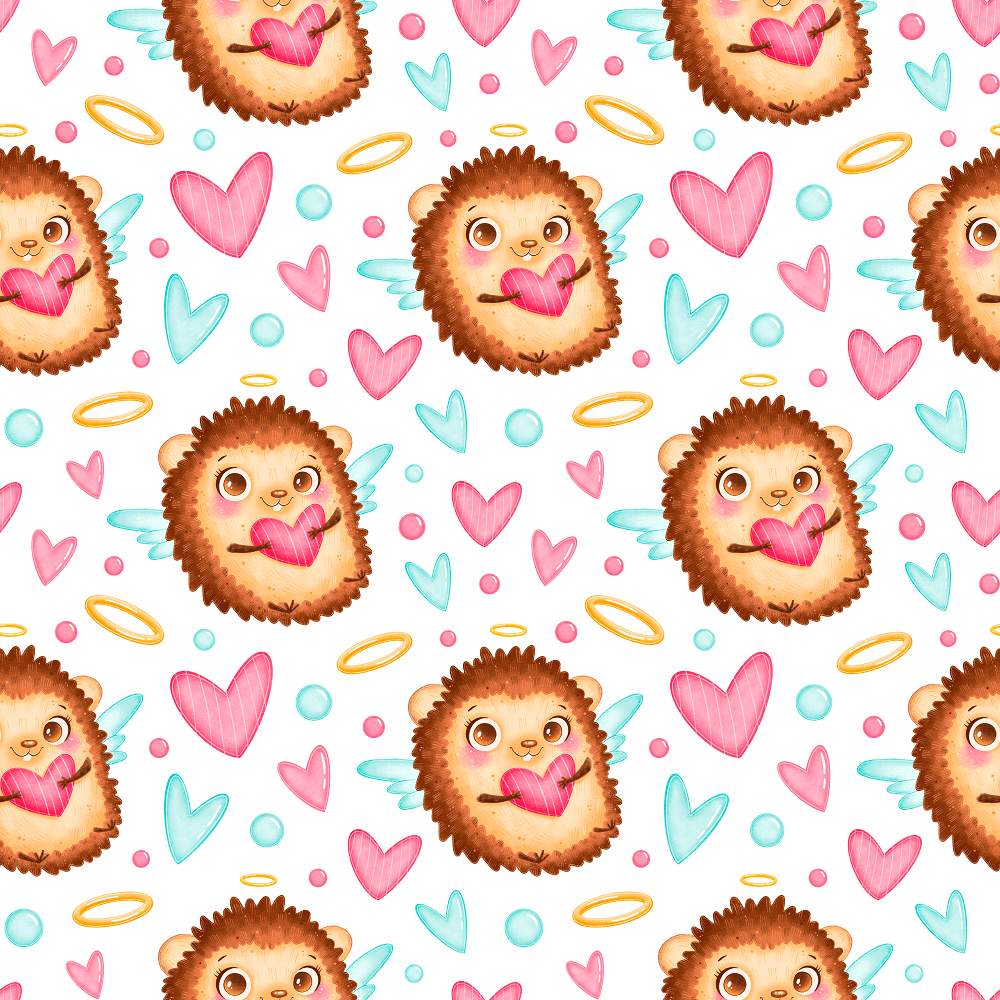 Valentine's Day Hedgehogs Fabric