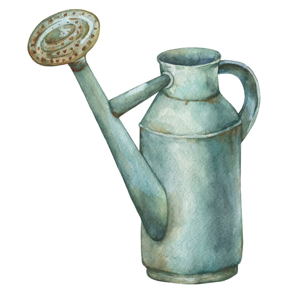 Vintage Blue Watering Can Fabric Panel