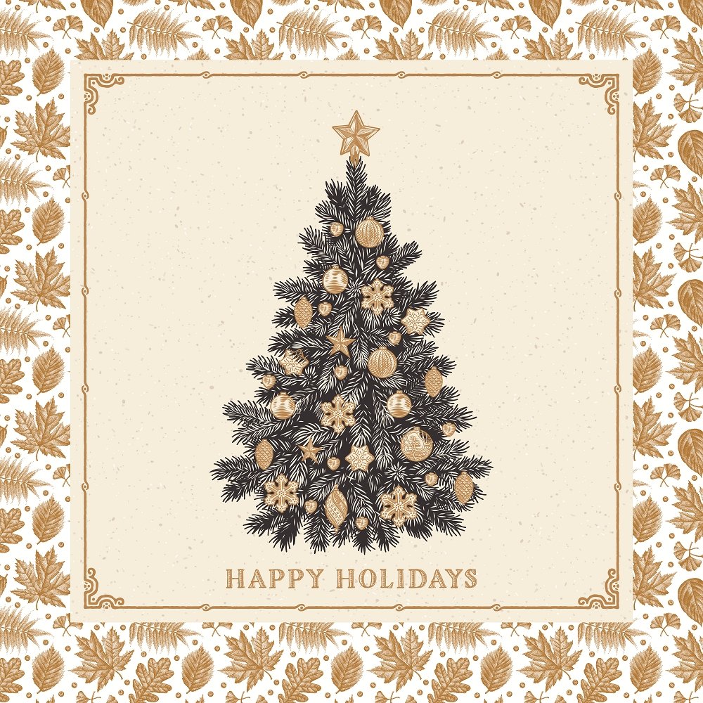 Vintage Christmas Tree Pillow Panels