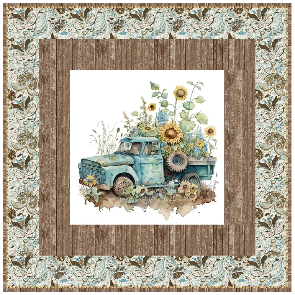 Vintage Truck in the Field Wall Hanging 42" x 42"