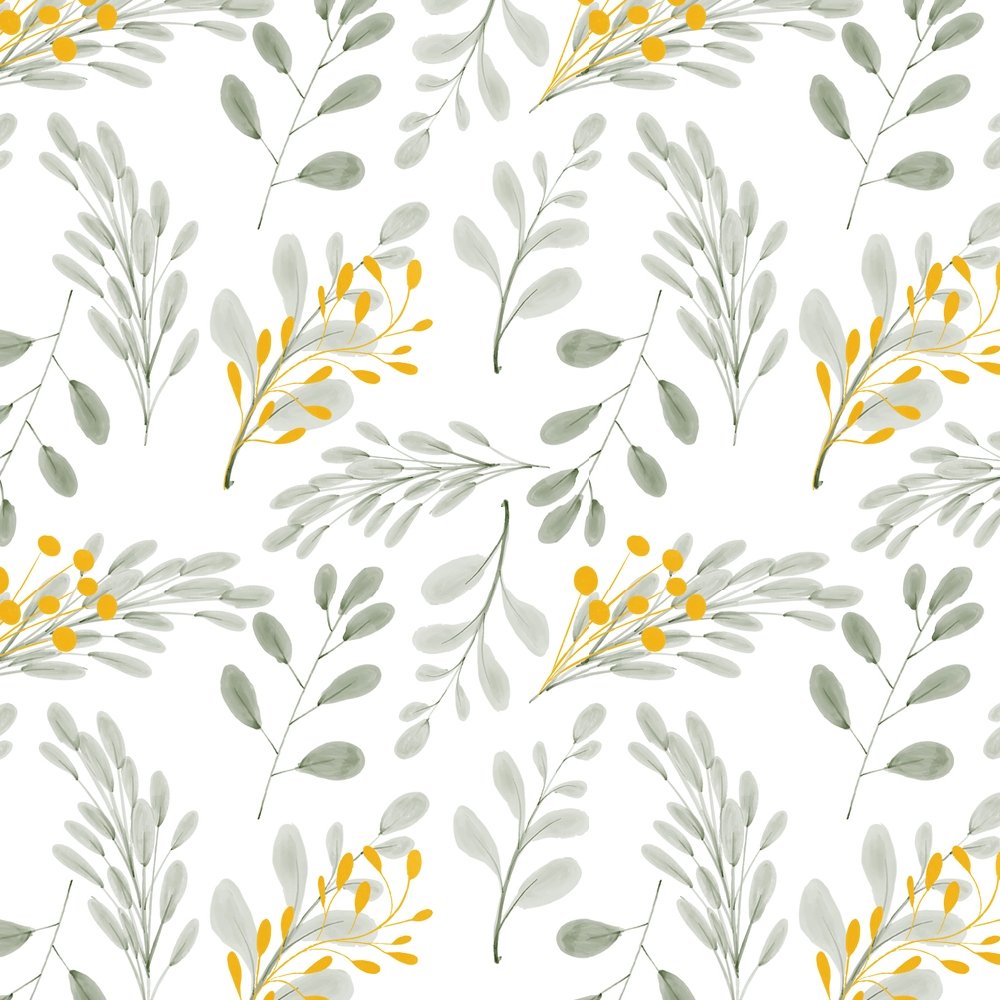 Watercolor Gold Leaf Foliage Fabric - Gray