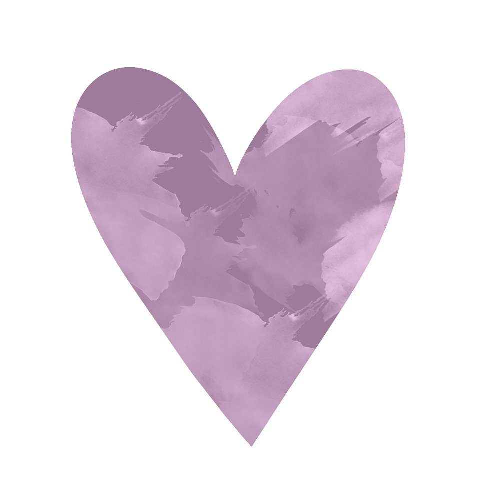 Watercolor Heart Fabric Panel - Lavender