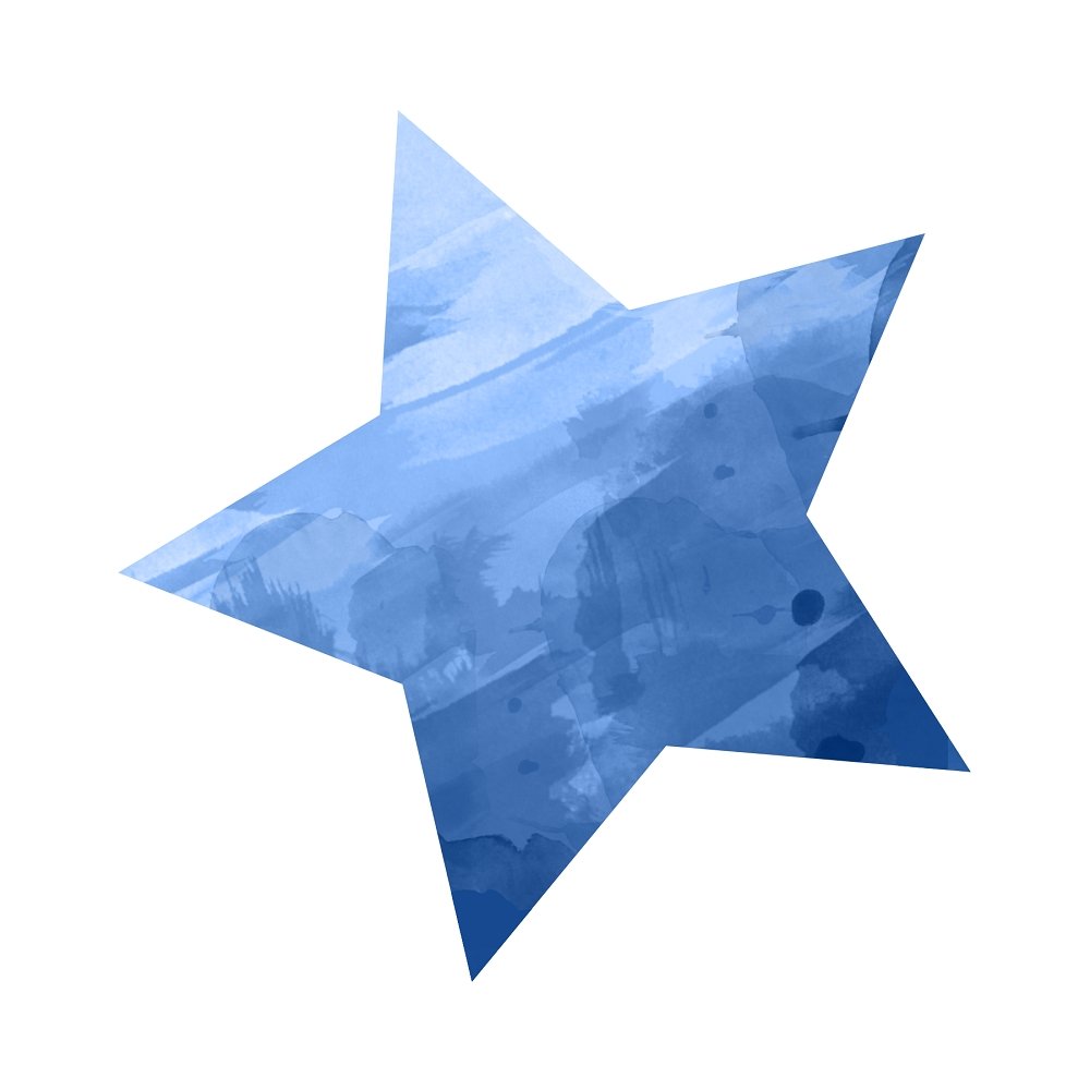 Watercolor Star Fabric Panel - Blue