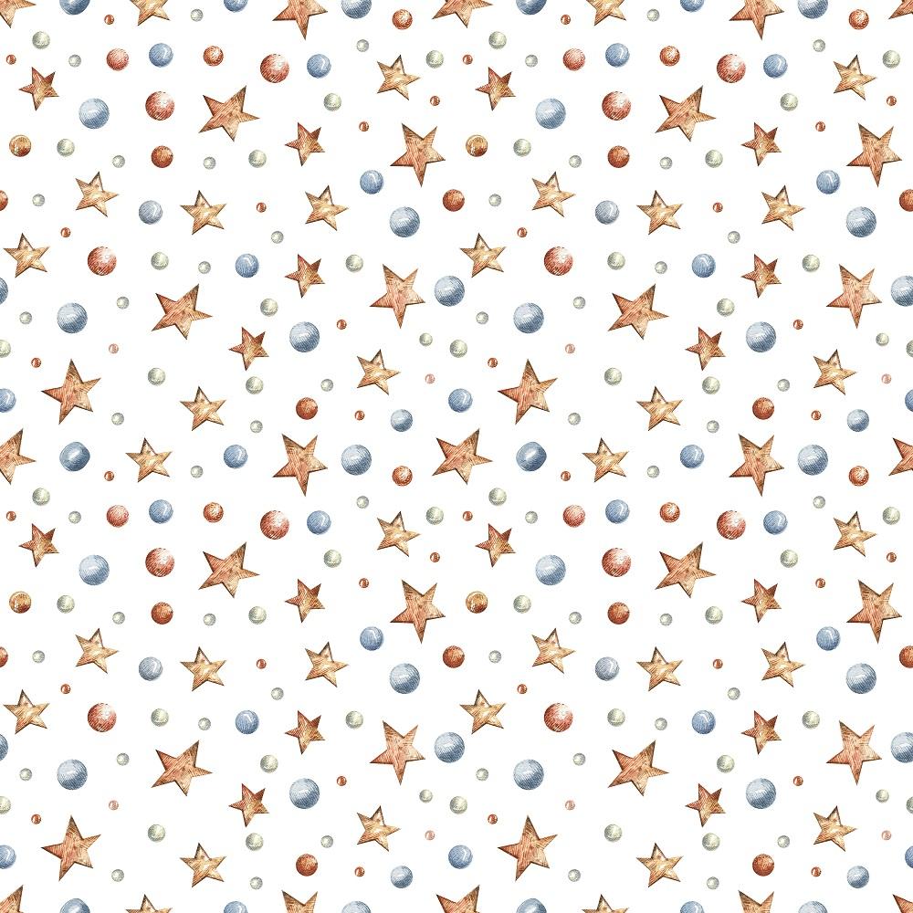 Watercolor Stars & Snow Fabric