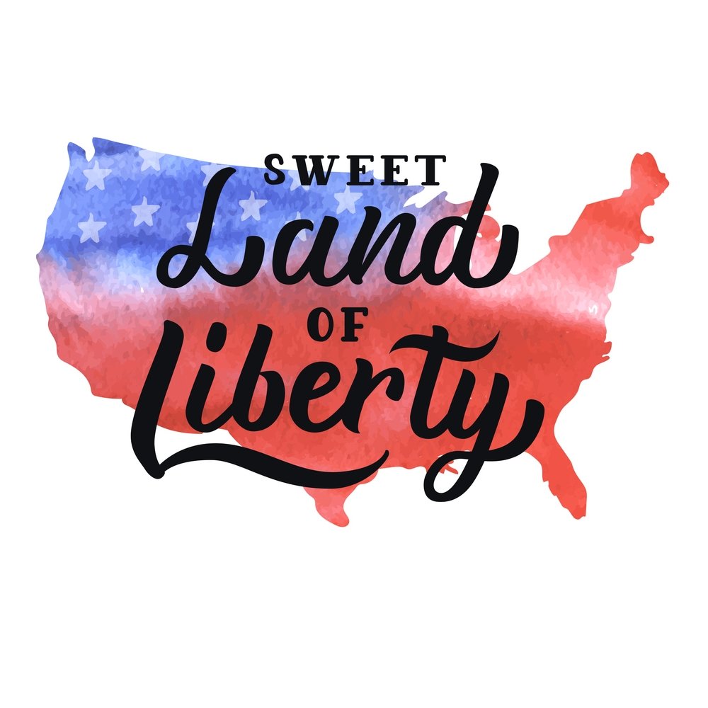 Watercolor Sweet Land of Liberty Fabric Panel