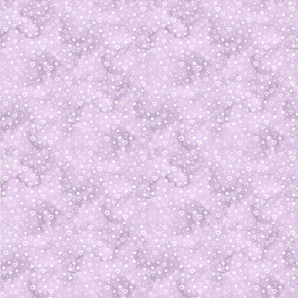 White Hearts on Watercolor Grunge Fabric - Purple