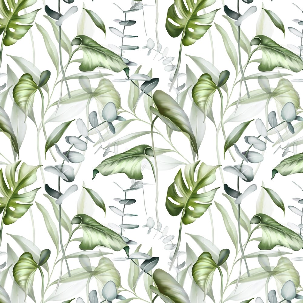 Tropical Leaves & Branches Fabric - Green