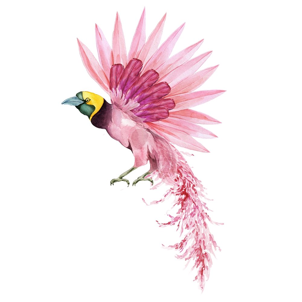 Tropical Love Parrot with Pink Wings Fabric Panel