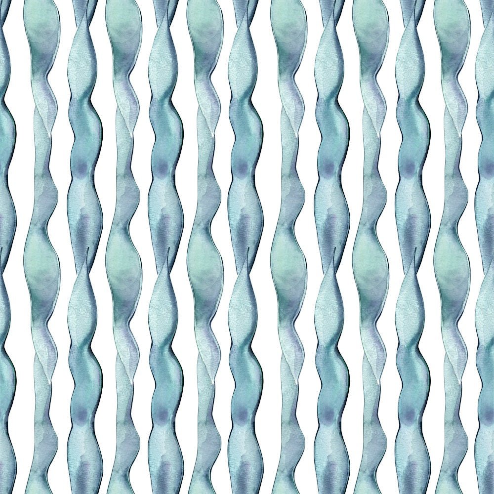 Tropical Love Stripe Leaves Fabric - Blue