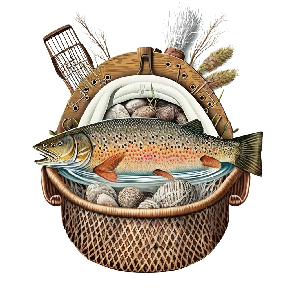 Trout Fishing Creel #5 Fabric Panel