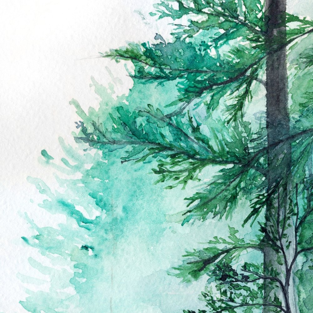 Turquoise Pine Forest Fabric Panel