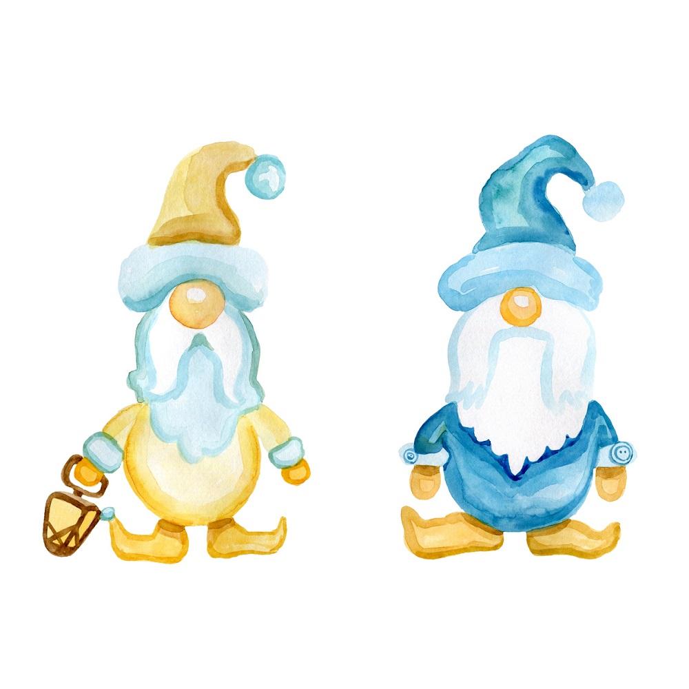 Two Cute Gnomes With Lantern Fabric Panel