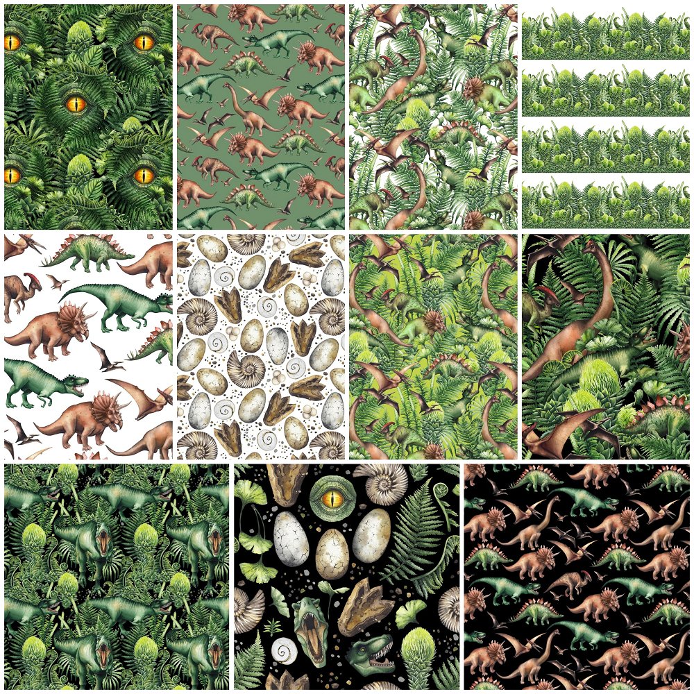 The World of Dinosaurs Fat Quarter Bundle - 11 Pieces