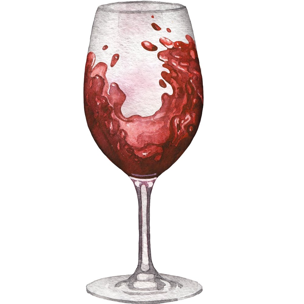 Tossed Red Wine Glass Fabric Panel