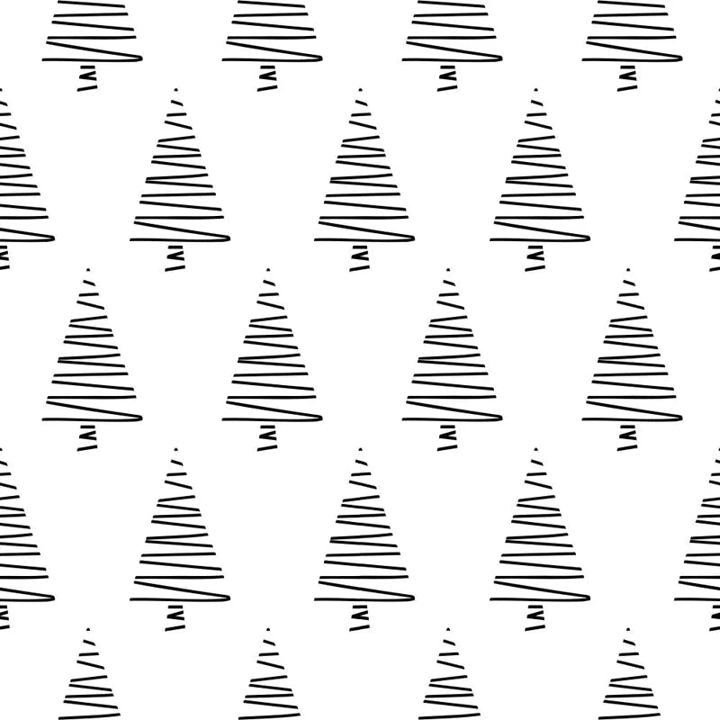Tree Pattern #1 Fabric - Black & White