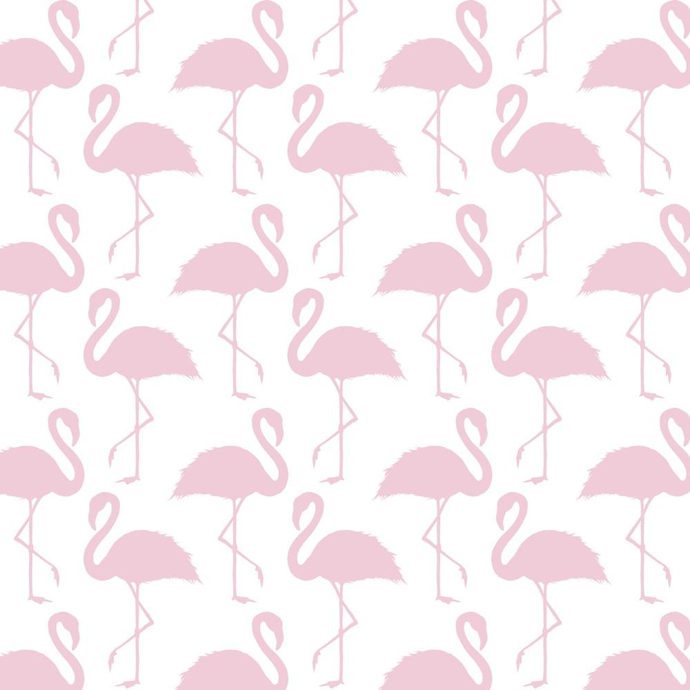 Trendy Flamingo Allover Fabric - White