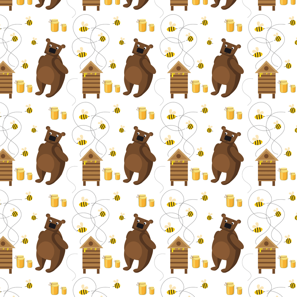 The Bees, Bears & Honey Fabric - Multi