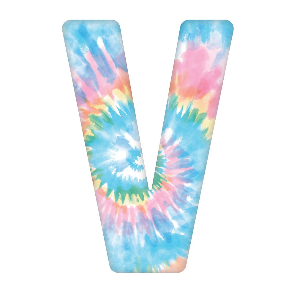 Tie-Dye Letter V Fabric Panel