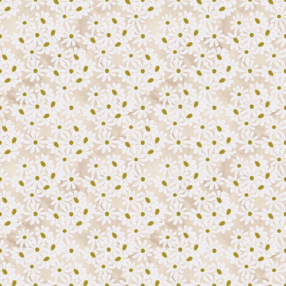 Tossed Daisies Fabric - Tan