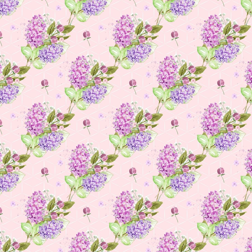 Tossed Lilac Bouquets Fabric - Pink