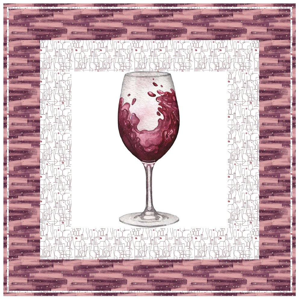 Tossed Merlot Wine Glass Wall Hanging 42" x 42"