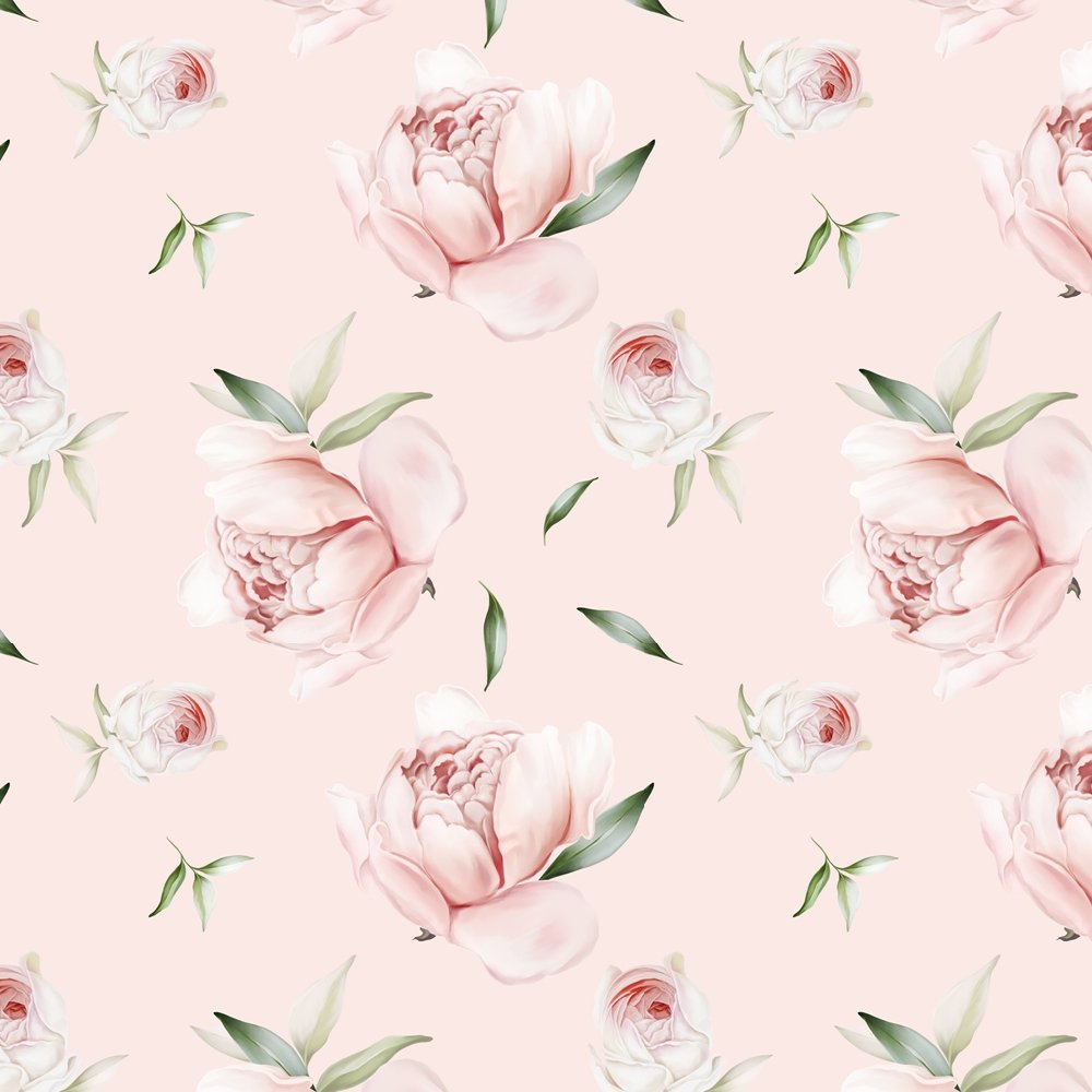 Tossed Peonies Fabric - Pink