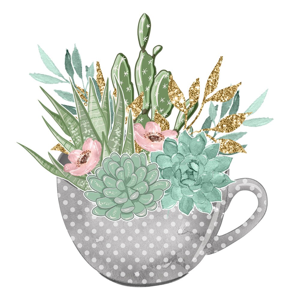 Sweet Succulents Scene #3 Fabric Panel