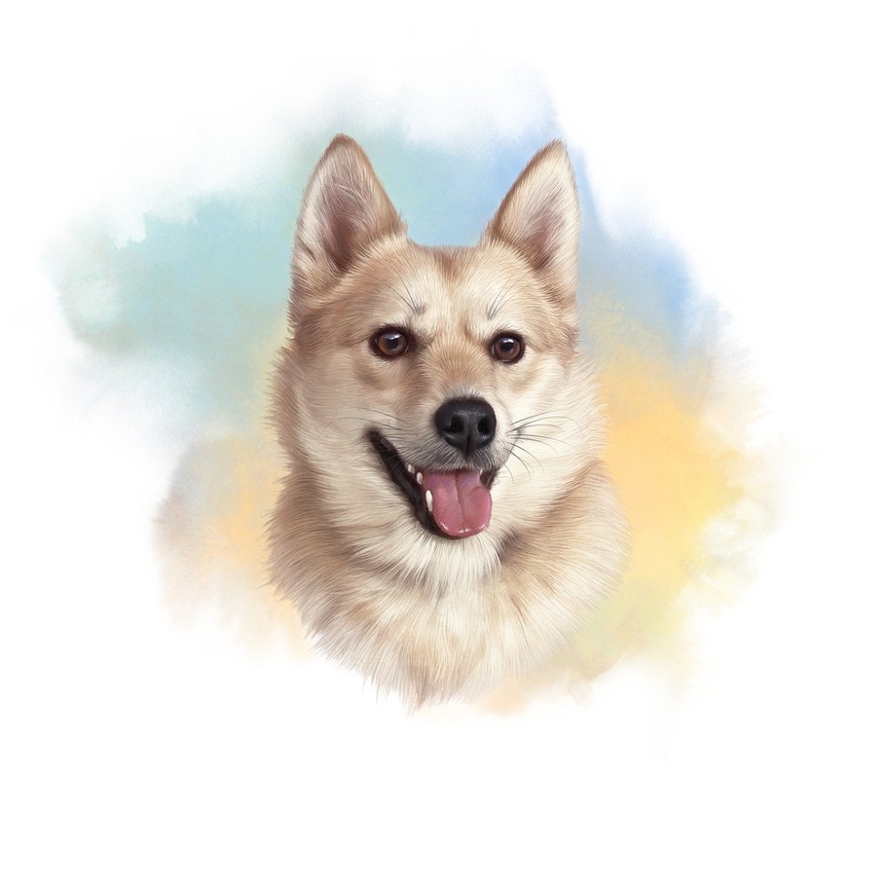 Tan Husky Portrait Fabric Panel