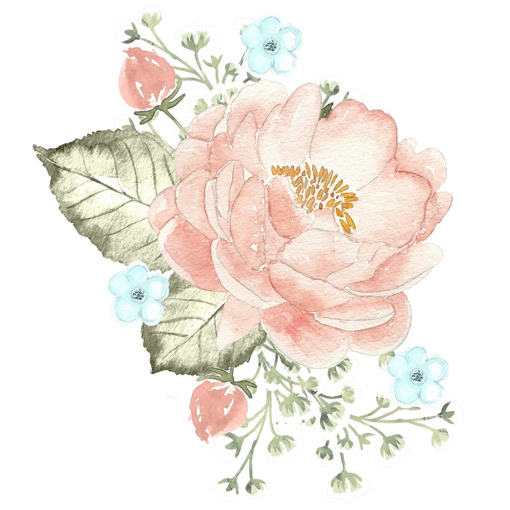 Tea Time Bouquet #3 Fabric Panel