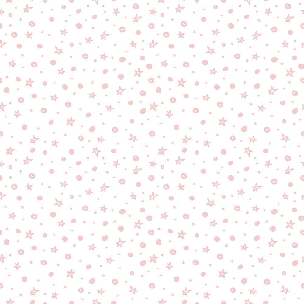 Sweet Christmas Gnomes Pink Stars Fabric - White