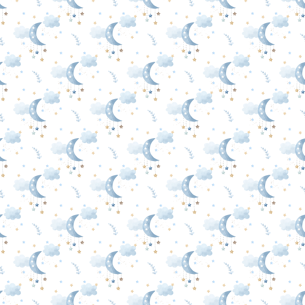 Sweet Dreams Moon Fabric - White