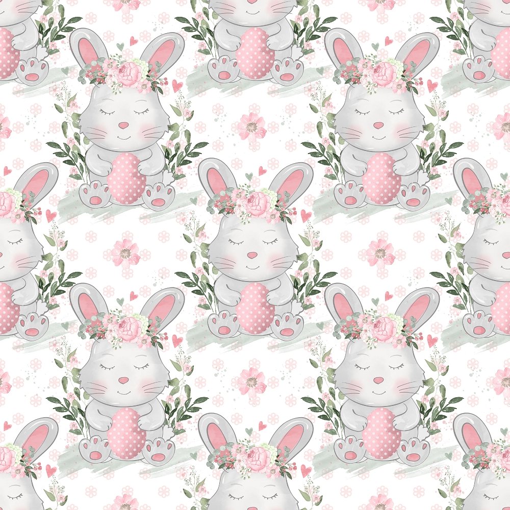 Sweet Easter Bunny Fabric - White