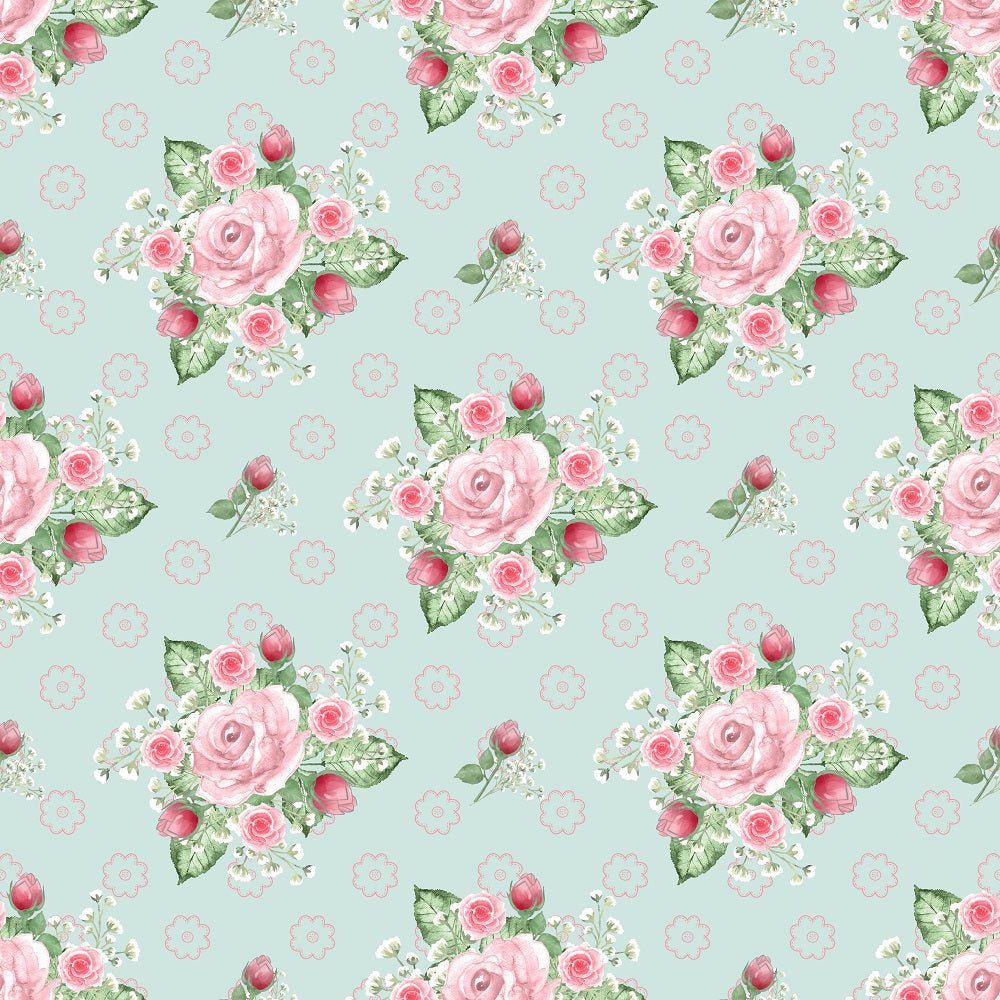 Tea Time Floral Bouquets Fabric - Blue