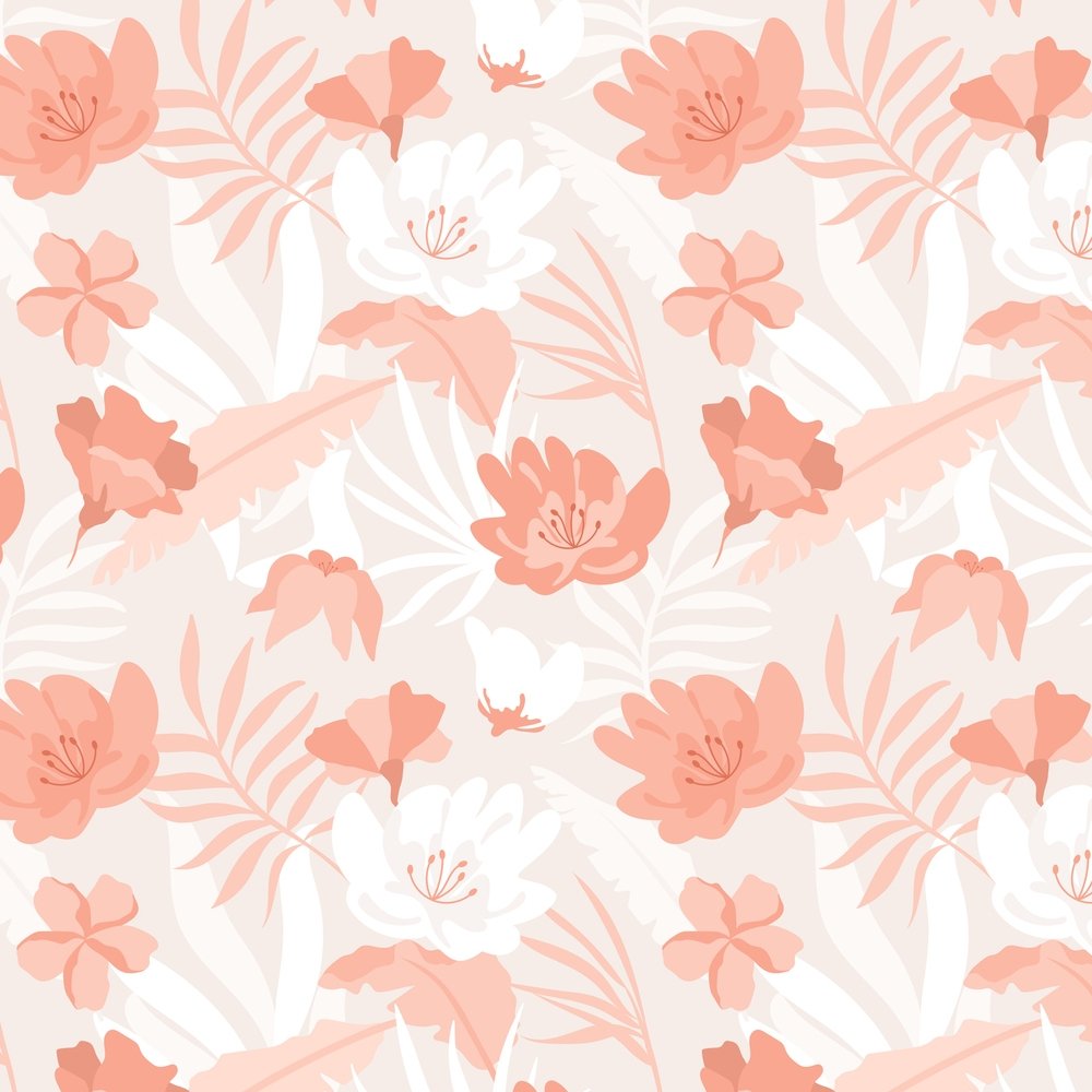 Terracotta Tropical Flowers Fabric