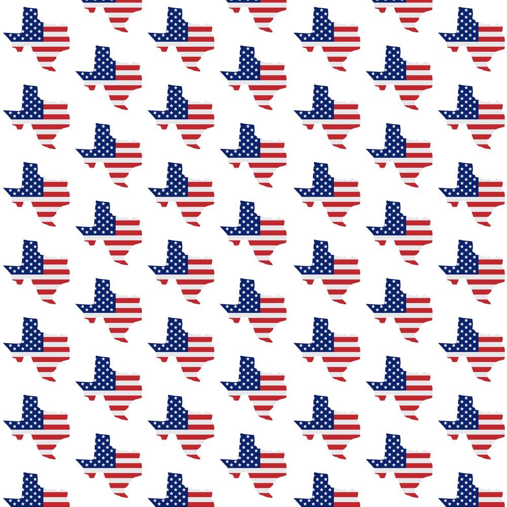 Texas State Silhouette With USA Flag Allover Fabric