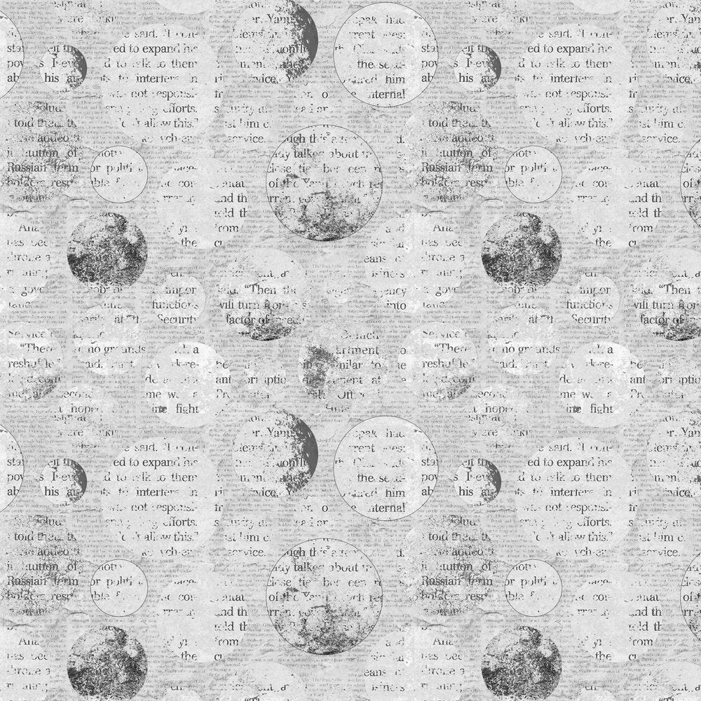 Textured Vintage Newspaper Fabric - Gray
