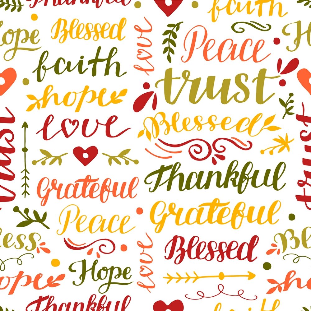 Thankful, Grateful, Blessed Fabric