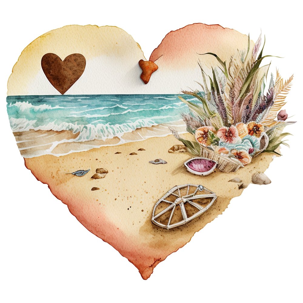 Sunnet Beach Heart #2 Fabric Panel